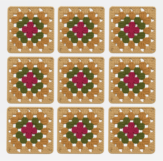 Homestead: 3D-Printed Crochet Granny Squares (Set of 9)