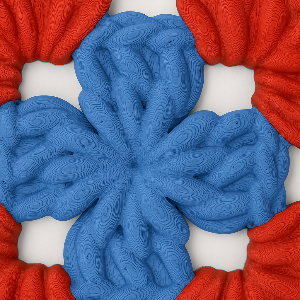 3D-printed wall art resembling a crocheted granny square