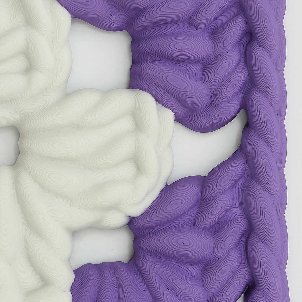 3D-printed wall art resembling a crocheted granny square