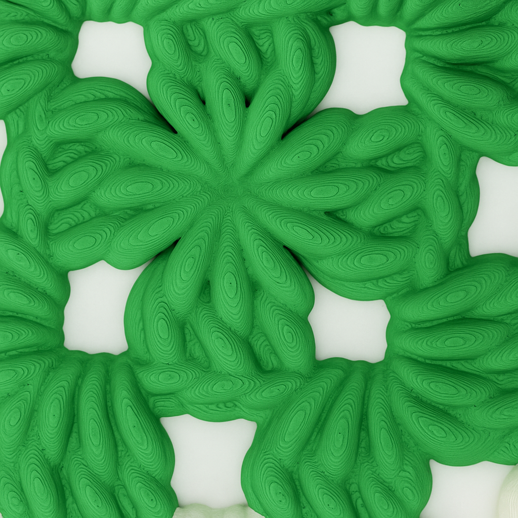 3D-printed wall art resembling a crocheted granny square